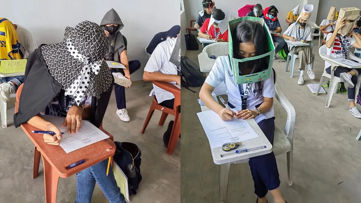 Sombreros anti-trampas, el método que pidió una profesora en Filipinas para no copiar exámenes