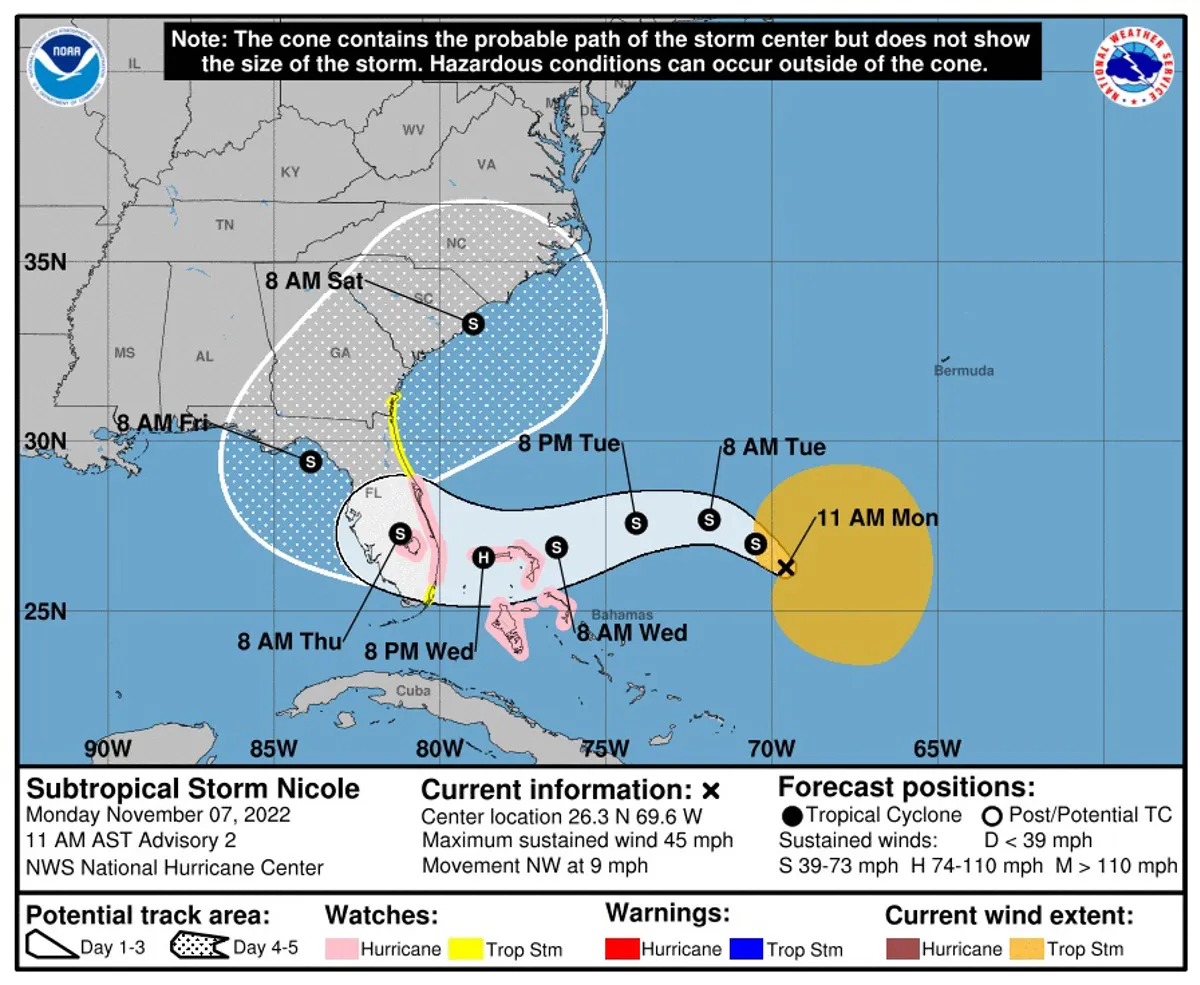 Florida extiende su alerta de huracán a medida que se acerca Nicole