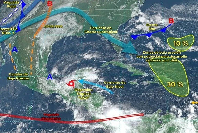 Huracán Lisa se dirige a México como depresión tropical