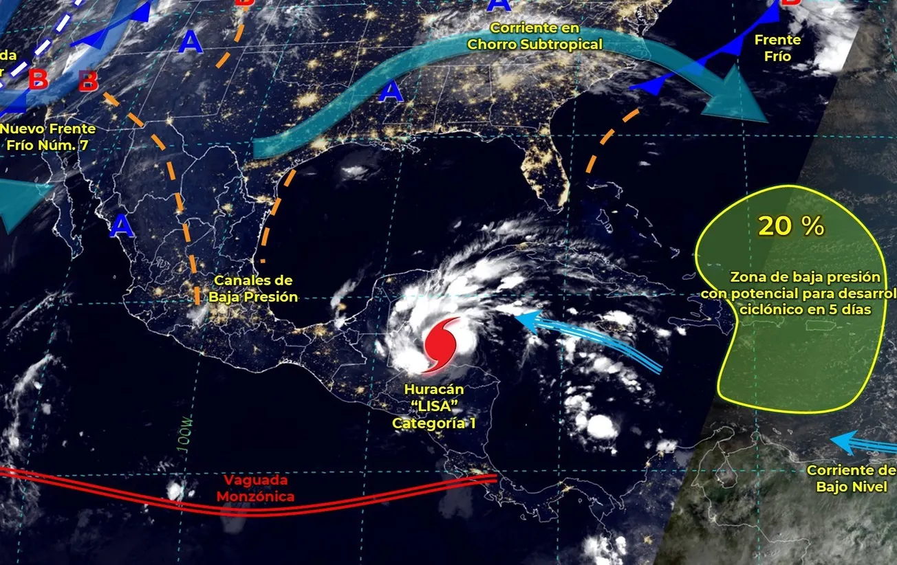 Huracán Lisa se localiza a 200 kilómetros de Puerto Costa Maya