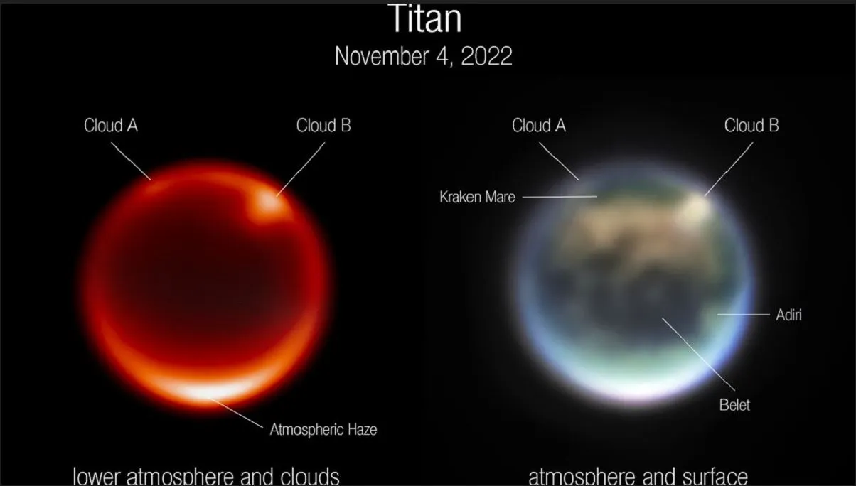 La NASA compartió la foto tomada por James Webb de la atmósfera de Titán, la luna más grande de Saturno