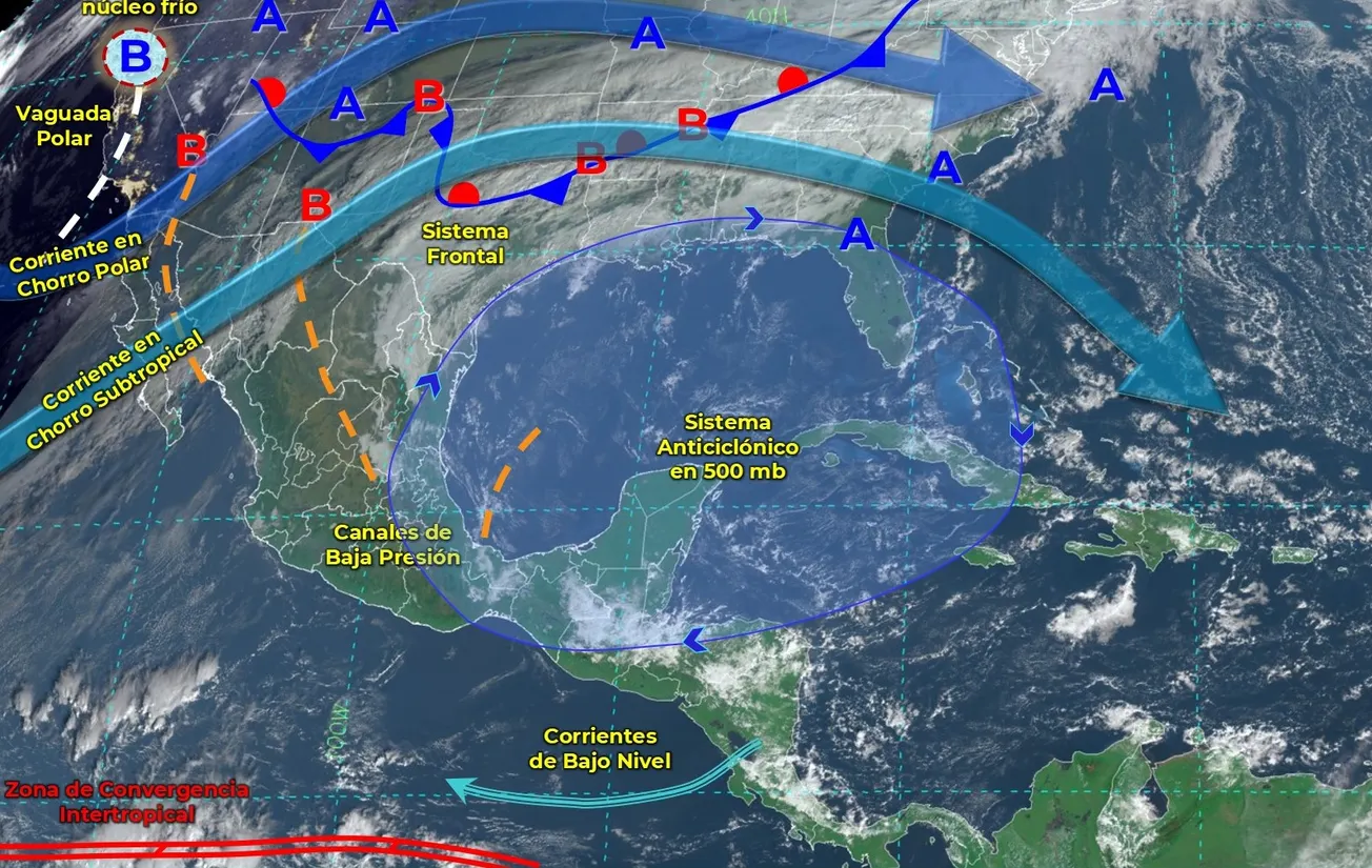 Lluvias fuertes en México por vaguada polar