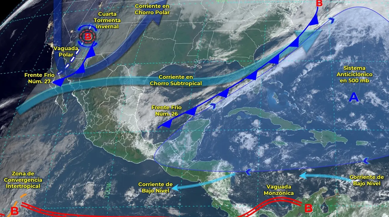 México vive su cuarta tormenta invernal con dos frentes fríos