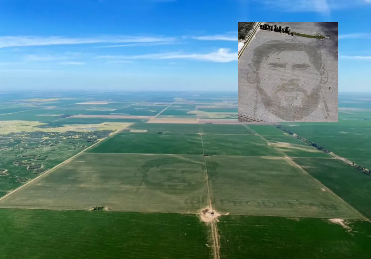 Ingeniero agrónomo crea la cara de Messi en una siembra de maíz
