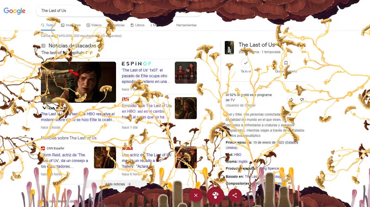 Esto aparece en Google si escribes The Last of Us, la nueva serie de HBO