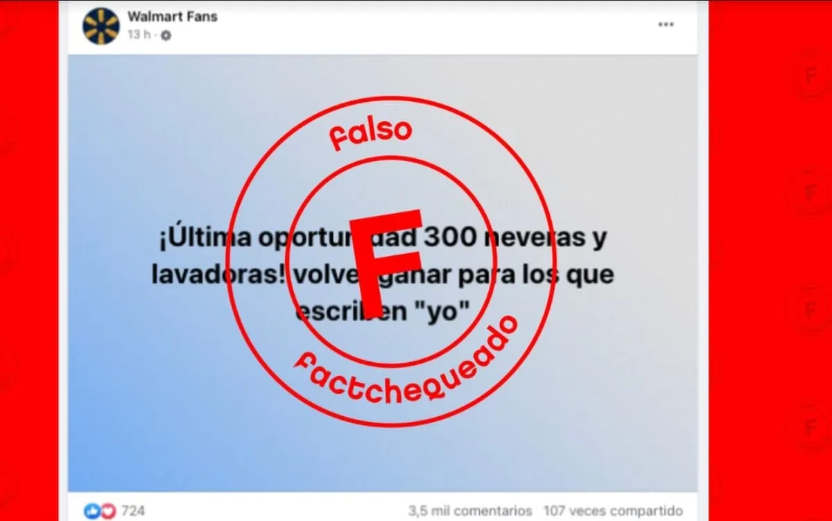 Cuidado con las publicaciones en Facebook que anuncian falsas donaciones de electrodomésticos en Walmart y otras tiendas