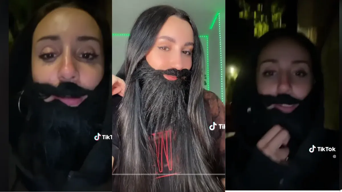 Una barba falsa es el arma de una tiktoker para evitar que acosadores sexuales se le acerquen cuando camina en las noches