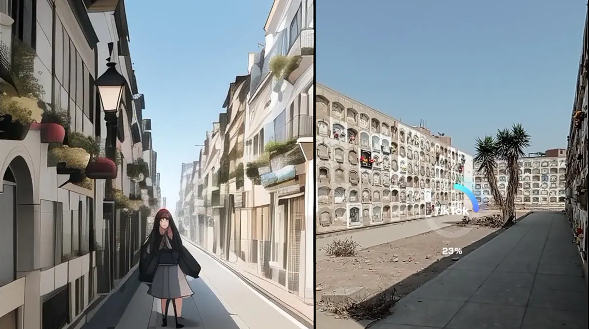 Joven utilizó filtro de TikTok en el cementerio y lo que captó se viralizó en redes sociales