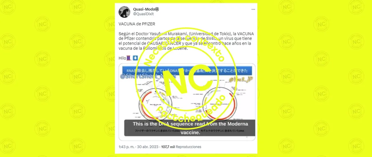 Necesita contexto el contenido que vincula la vacuna de Pfizer contra el COVID-19 con el virus SV40 y el riesgo de padecer cáncer