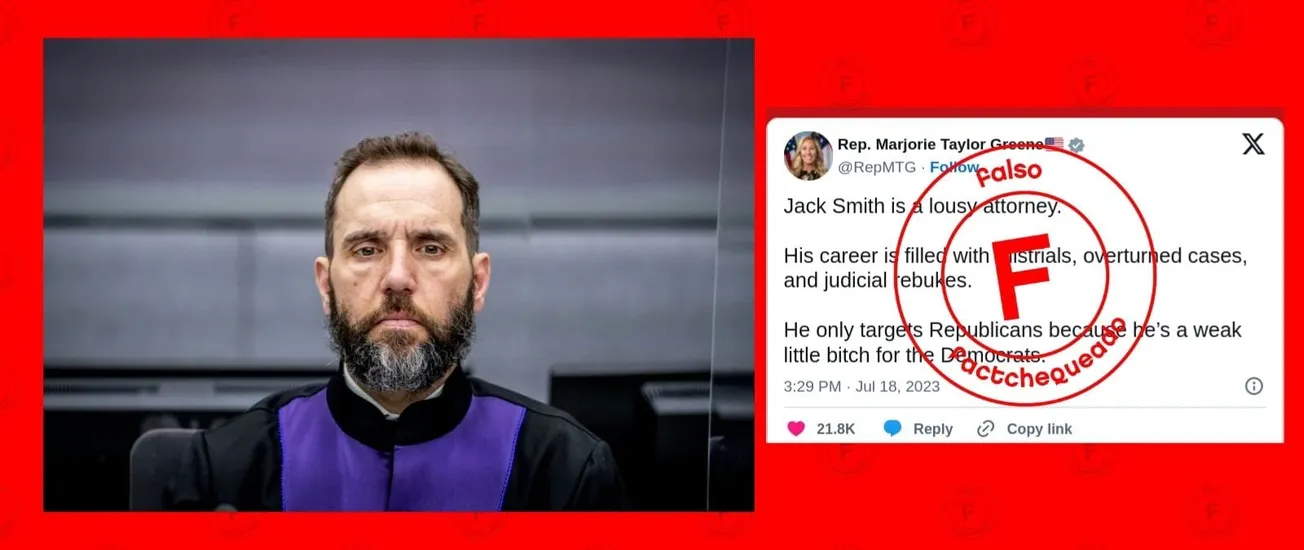 No, el fiscal Jack Smith no sólo se ha enfocado en republicanos, como dice Marjorie Taylor Greene