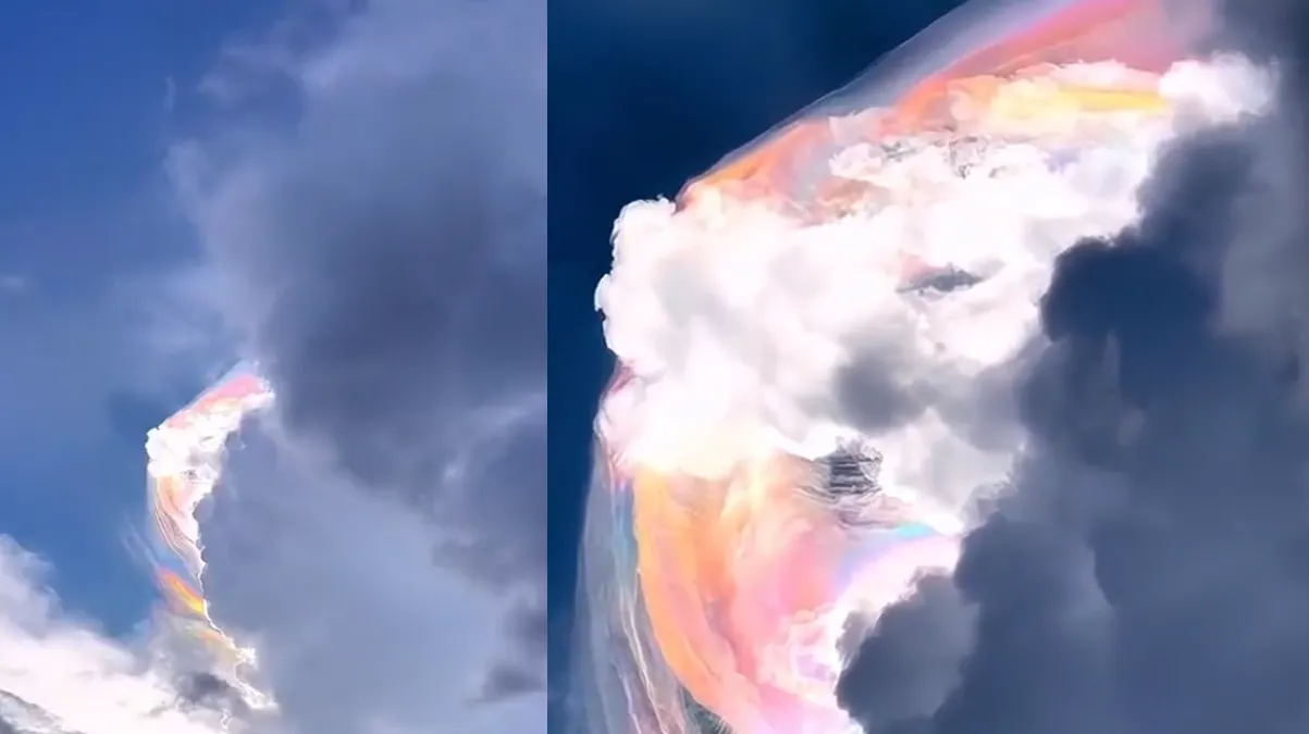 Una formación de “nubes arcoíris” en el cielo se viraliza en las redes sociales