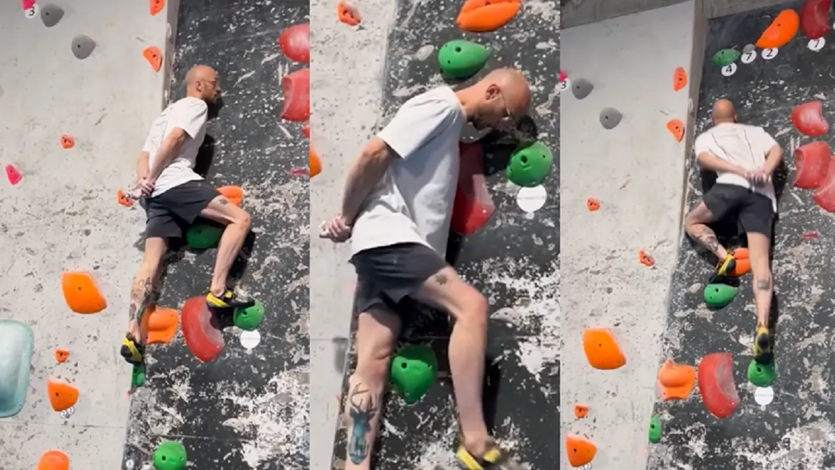 El alpinista que escala sin usar las manos