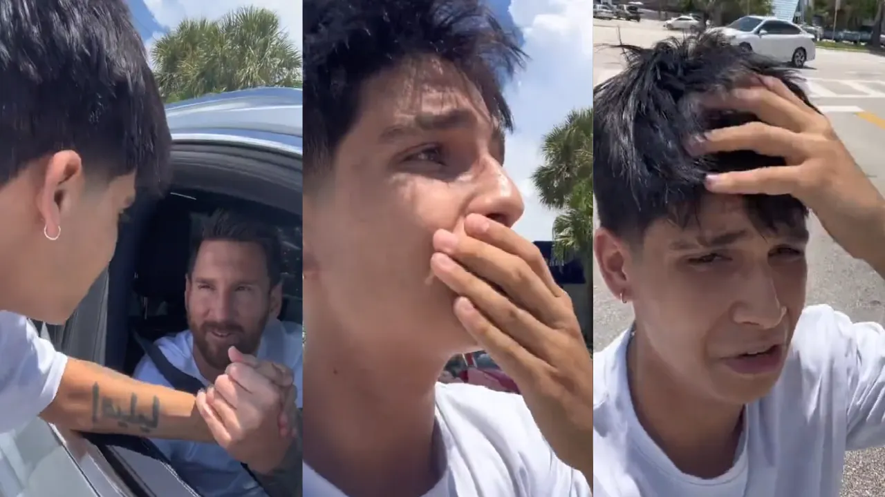Messi fanático beso