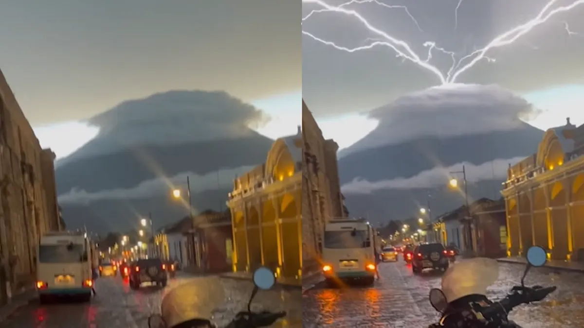 Se viraliza tormenta de rayos sobre el Volcán de Fuego en Guatemala