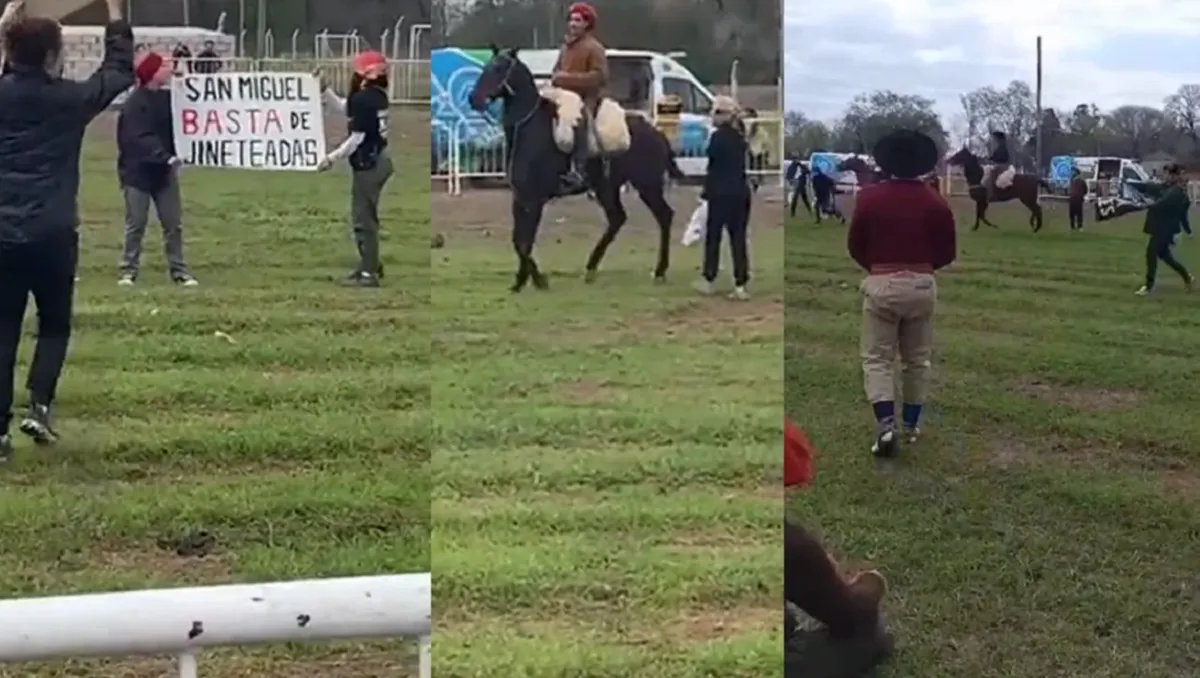 Jinetes atacan a latigazos a activistas que protestaban contra el maltrato animal
