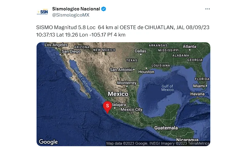 Sismo en Jalisco México