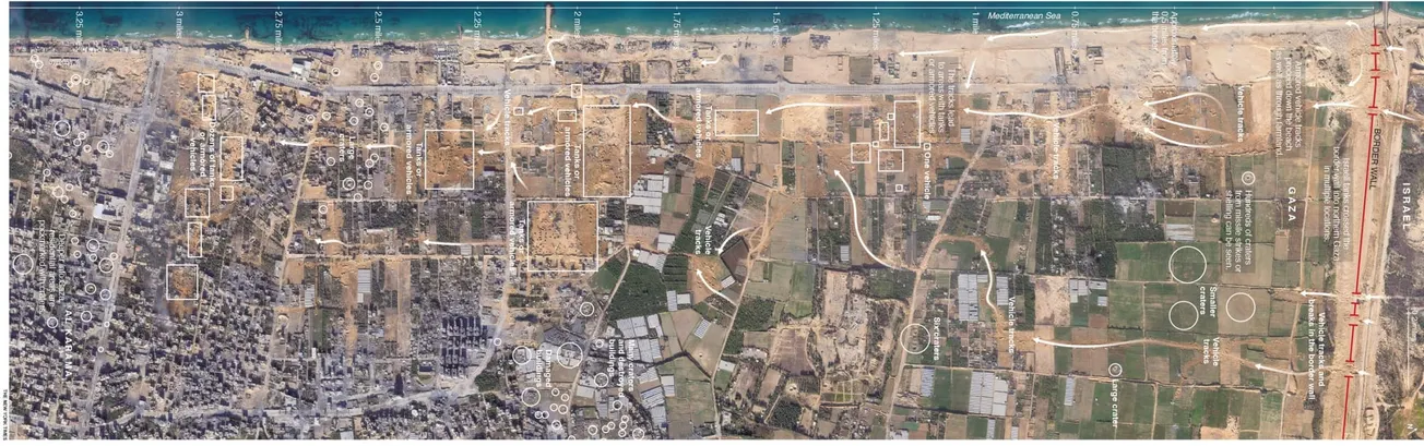 Una vista detallada por satélite de la invasión de Israel