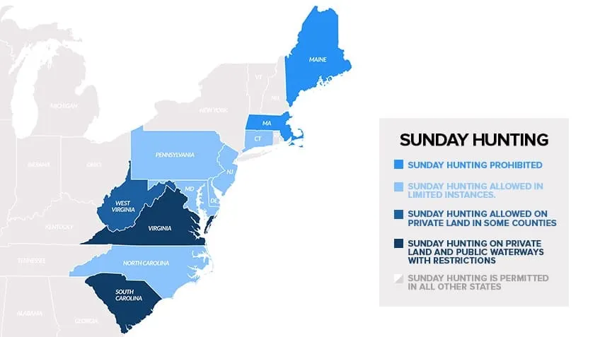 estados donde la caza dominical esta prohibida