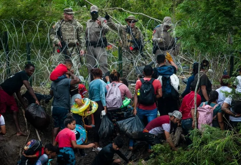 cerca de púas Texas frontera
