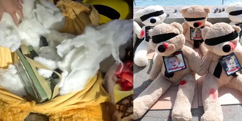 Osito de peluche relleno de munición fueron conseguidos en escuela de Gaza. Captura tomada de @IDF