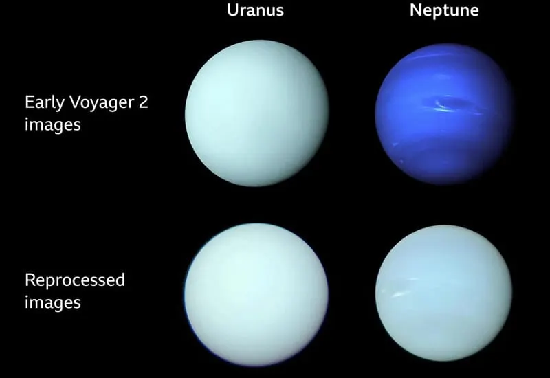La imagen restaurada de Urano y Neptuno por parte de la Universidad de Oxford que con su nuevo estudio reveló los verdaderos