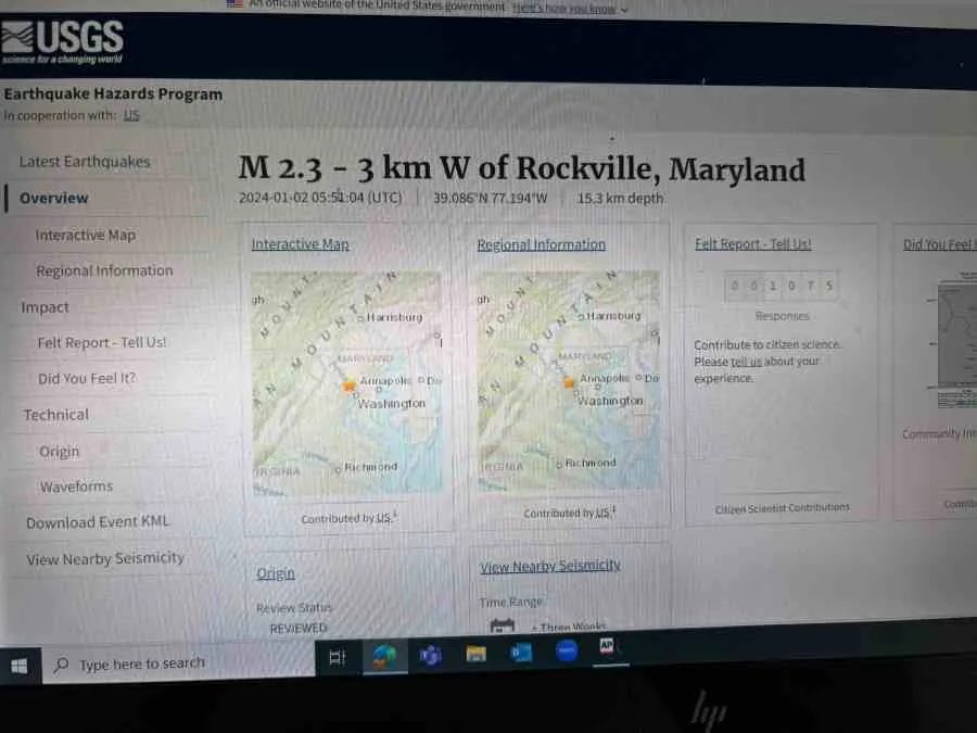 terremoto Maryland