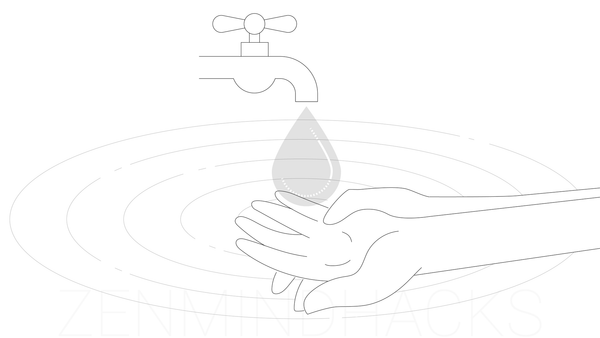 Hands under a tap receiving water drop