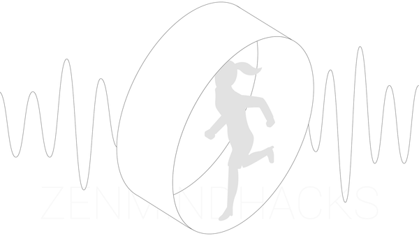 Woman running inside a flywheel with a pulse wave behind