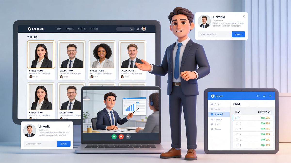 Équipe commerciale utilisant des portraits collaborateurs cohérents pour améliorer la conversion et la confiance client sur pages équipe et prospection