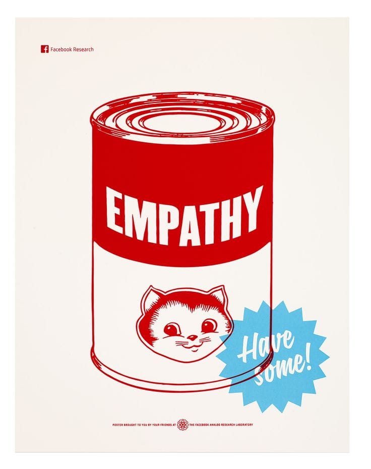 A poster from Facebook Research that has a can on it with the word EMPATHY and a star that says "have some!"