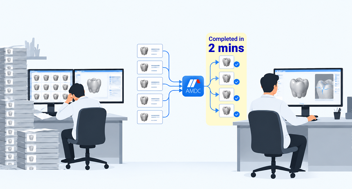 AMDC AI dental design processing routine crown cases in about two minutes
