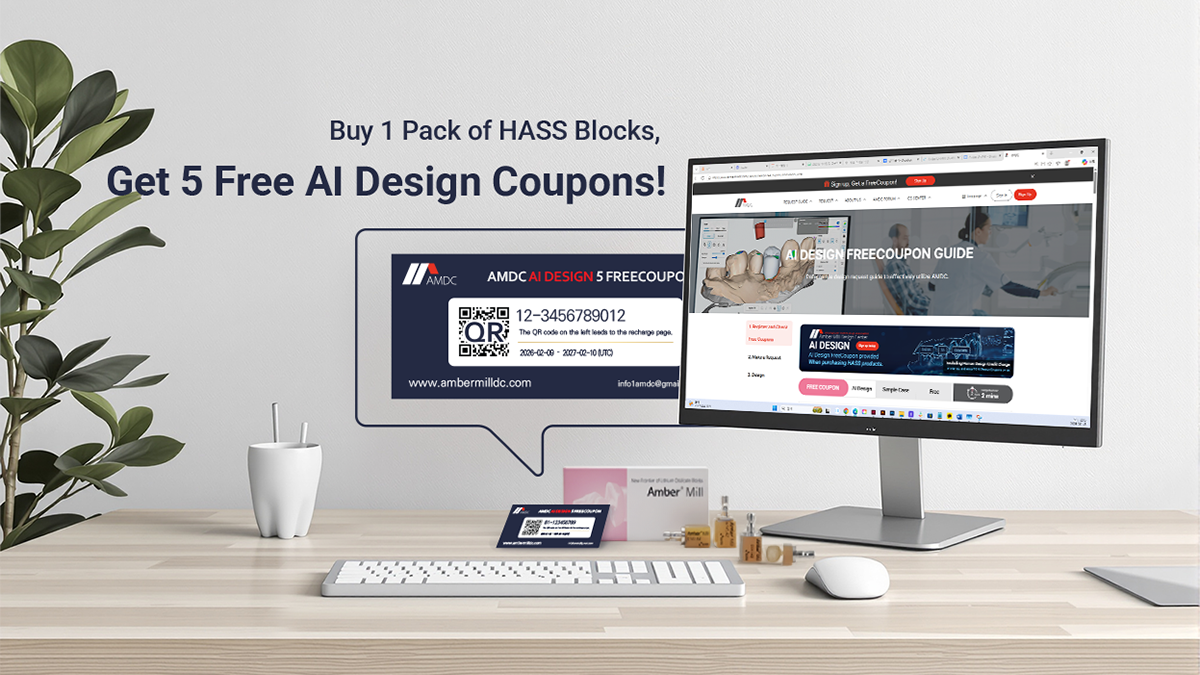 HASS CAD CAM blocks with AMDC free AI dental design coupons