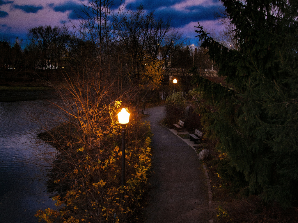 Lit path after dusk