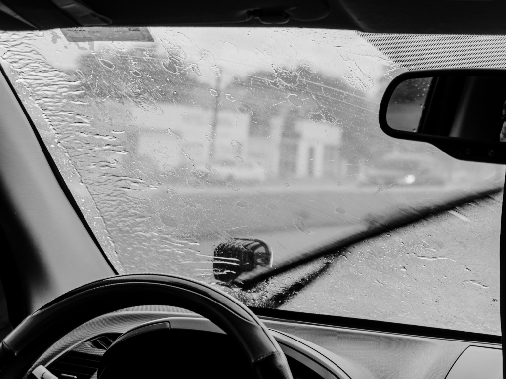 View through icy automobile window