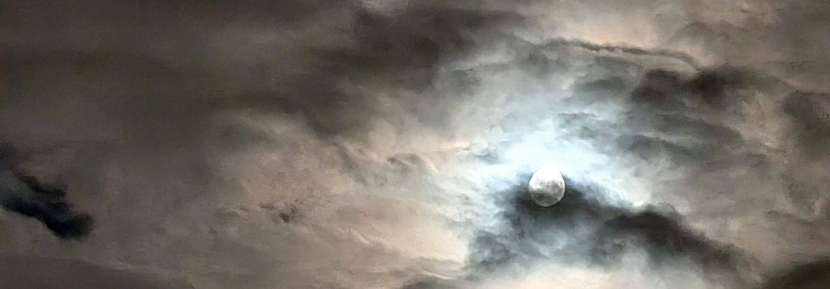 The moon on a cloudy night.