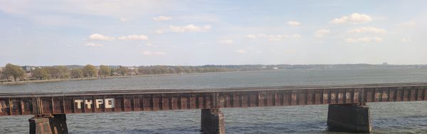 Railway bridge over the Potomac river, photographed from a Metro train.