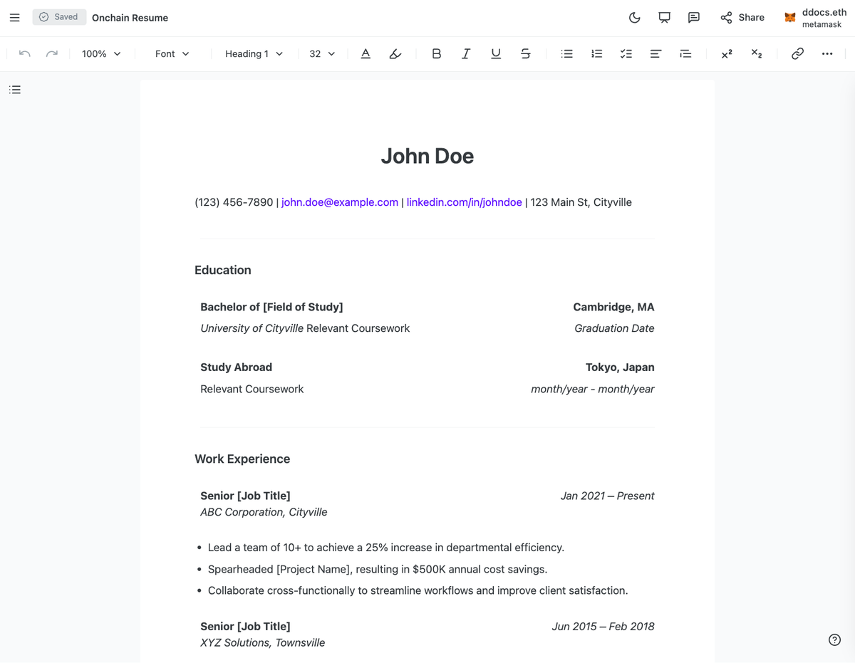 Free Harvard CV/Resume 2025 – Edit Instantly Online