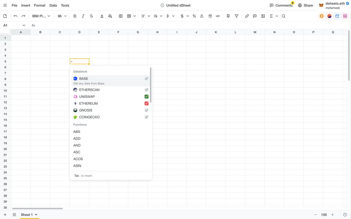 dSheets: A Decentralized Alternative to Google Sheets & Excel for Onchain Data