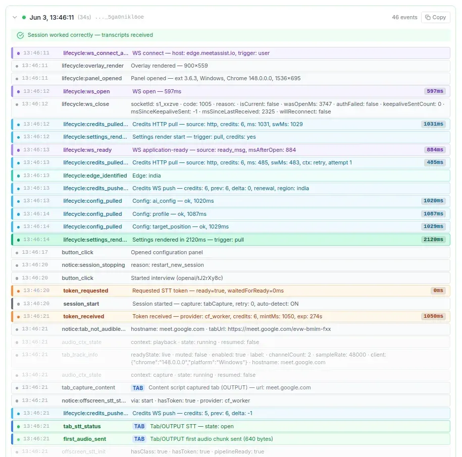 MeetAssist telemetry