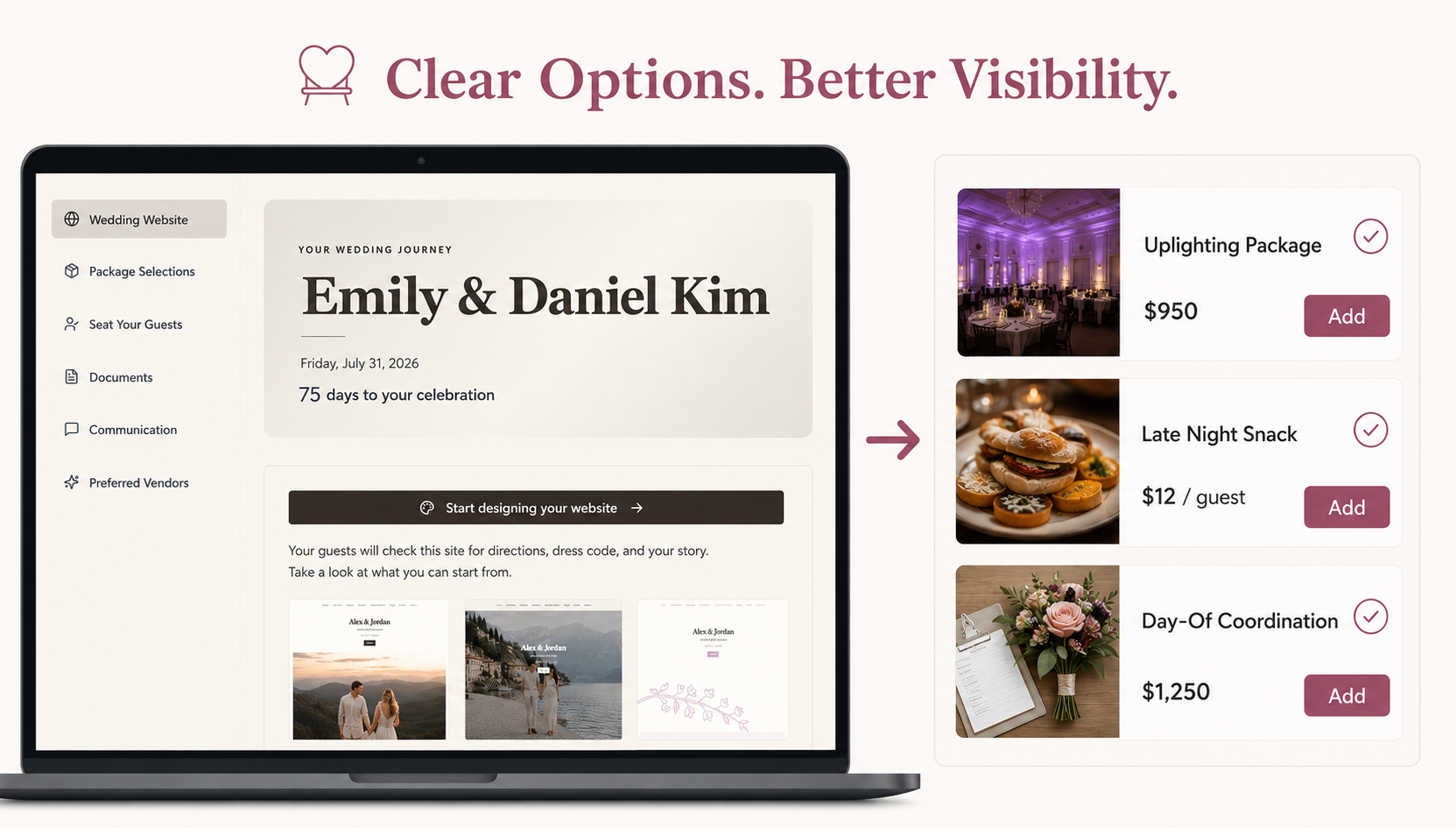 Couple planning activity leading to registry participation and venue revenue share