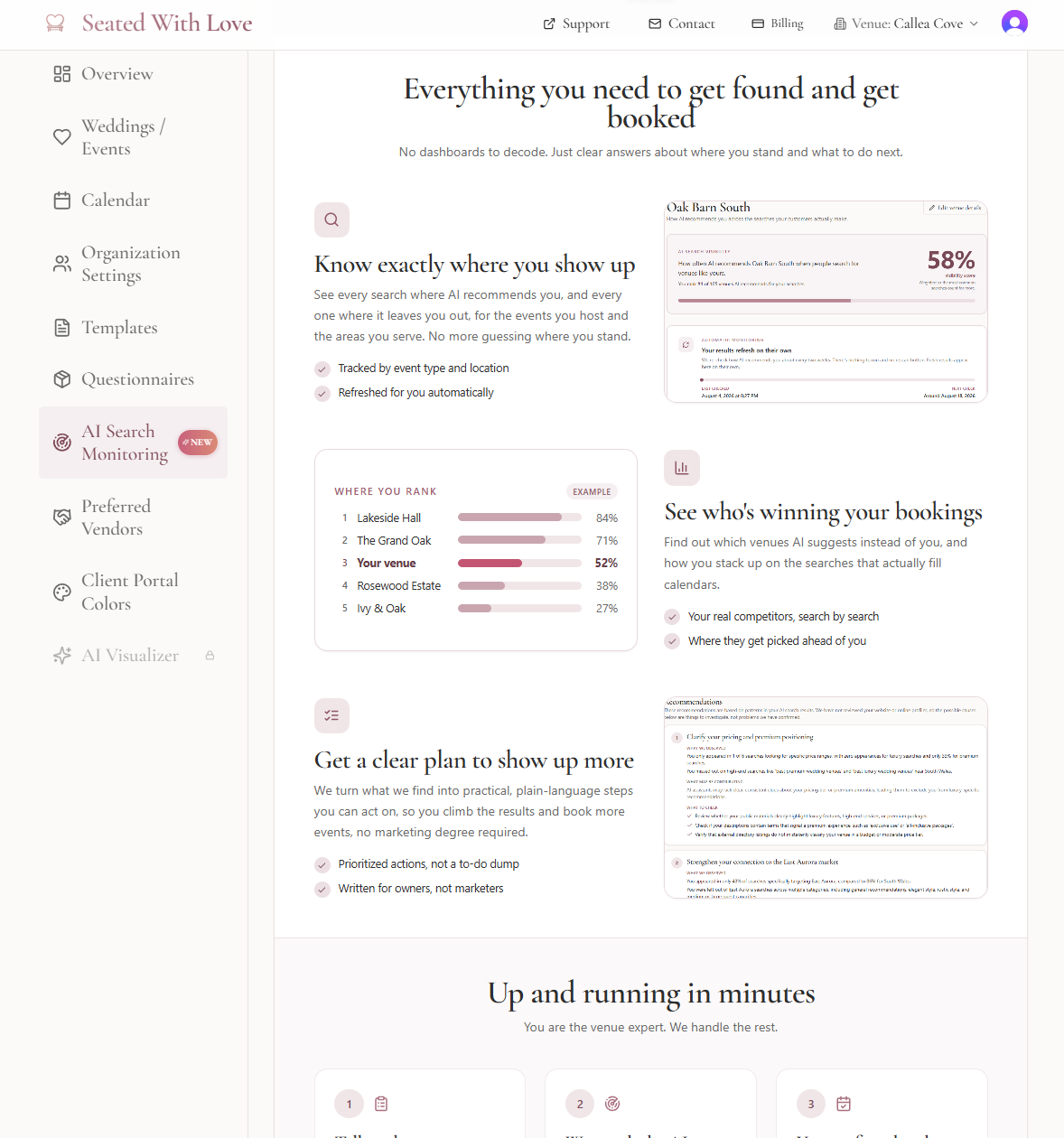 The AI Search Visibility Tool in Seated With Love With Real Data