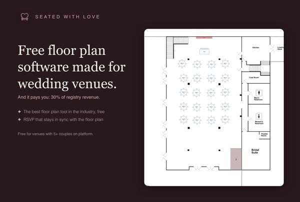 Wedding venue floor plan with round tables in the Seated With Love floor plan tool