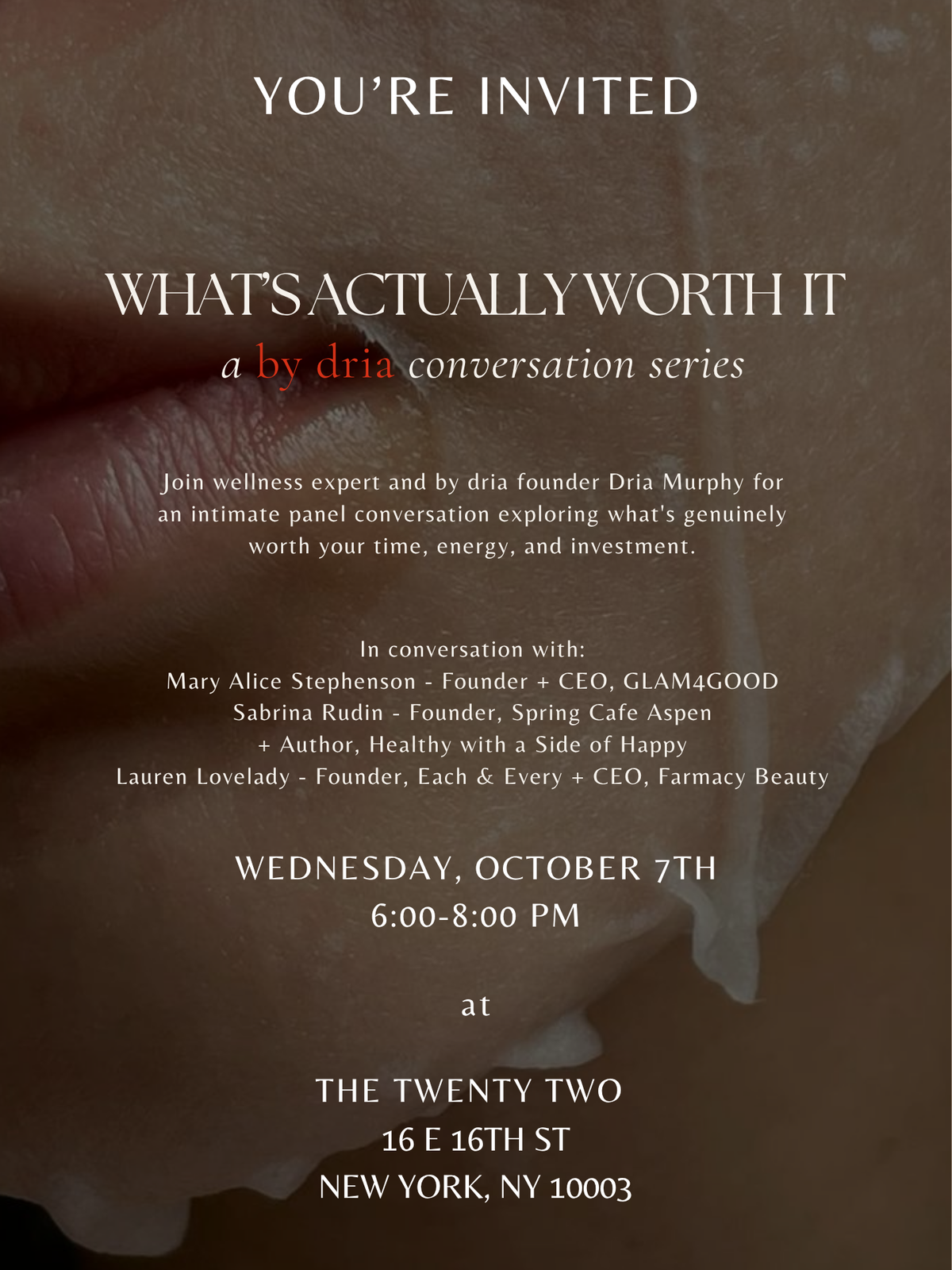 INVITE: by dria panel at The Twenty Two in New York City