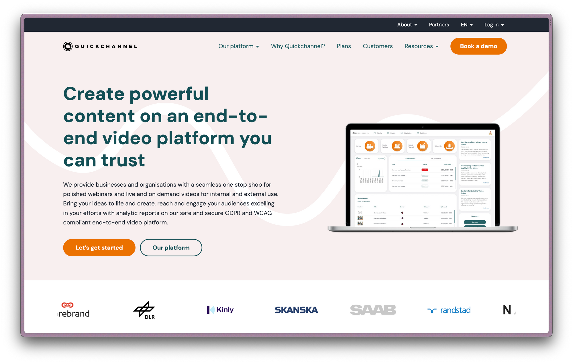 Screenshot of Quickchannel homepage