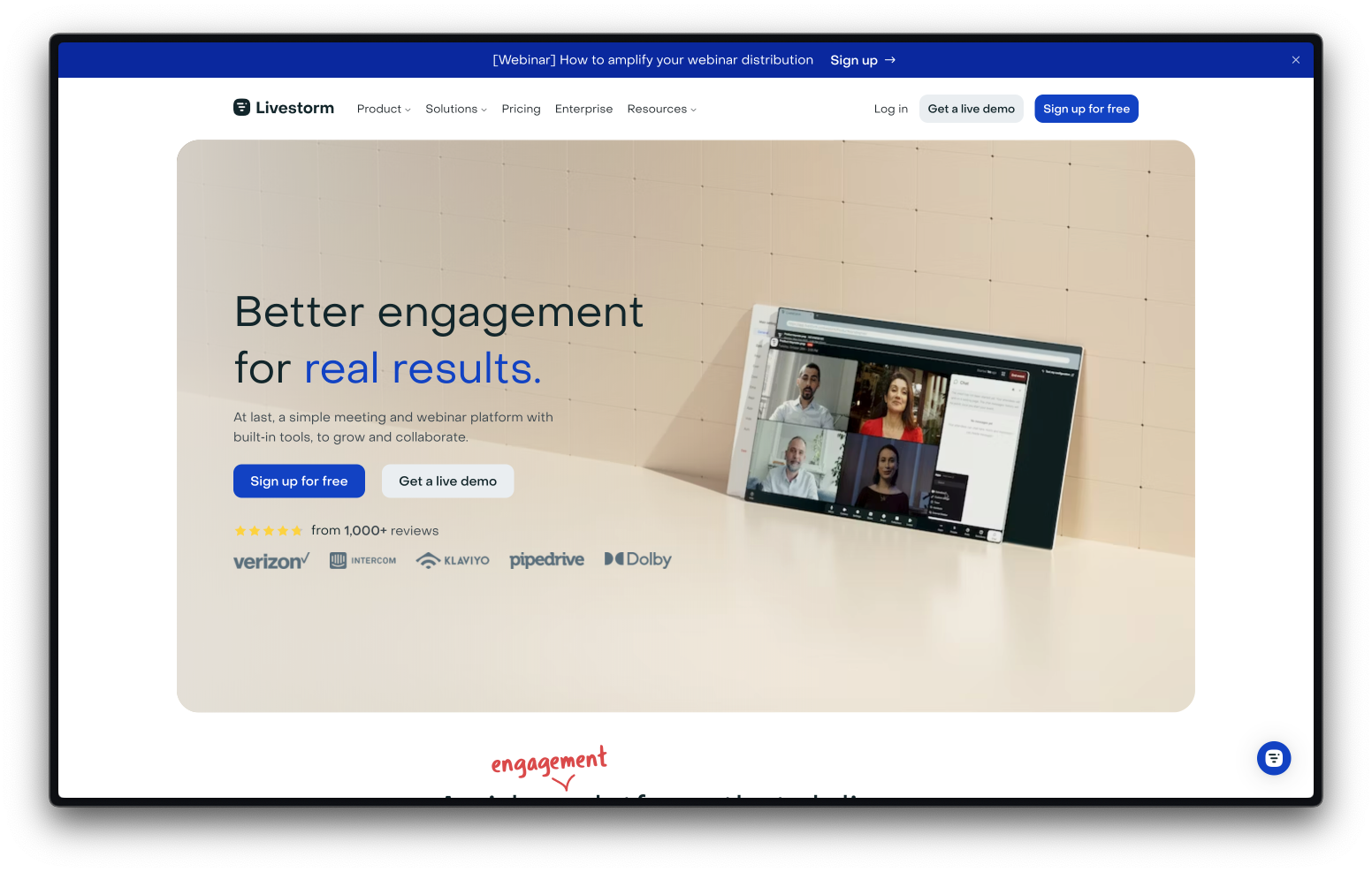 Screenshot of Livestorm’s website