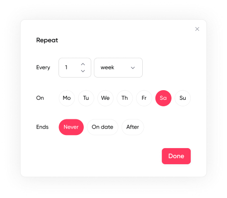 Screenshot that shows flexible scheduling for recurring webinars