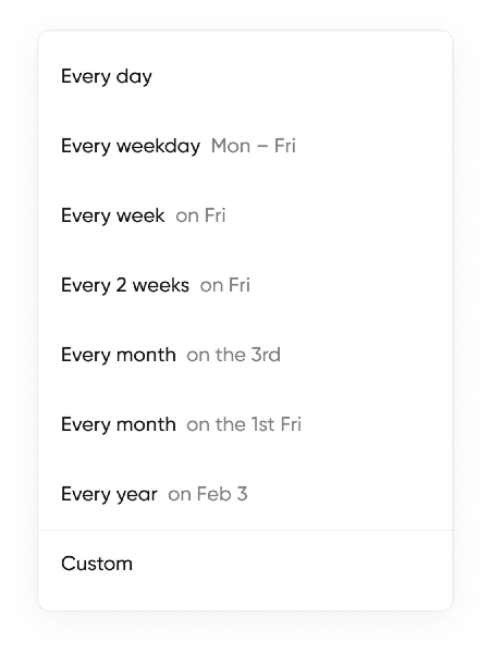 Screenshot that shows Smart suggestions for recurring webinars