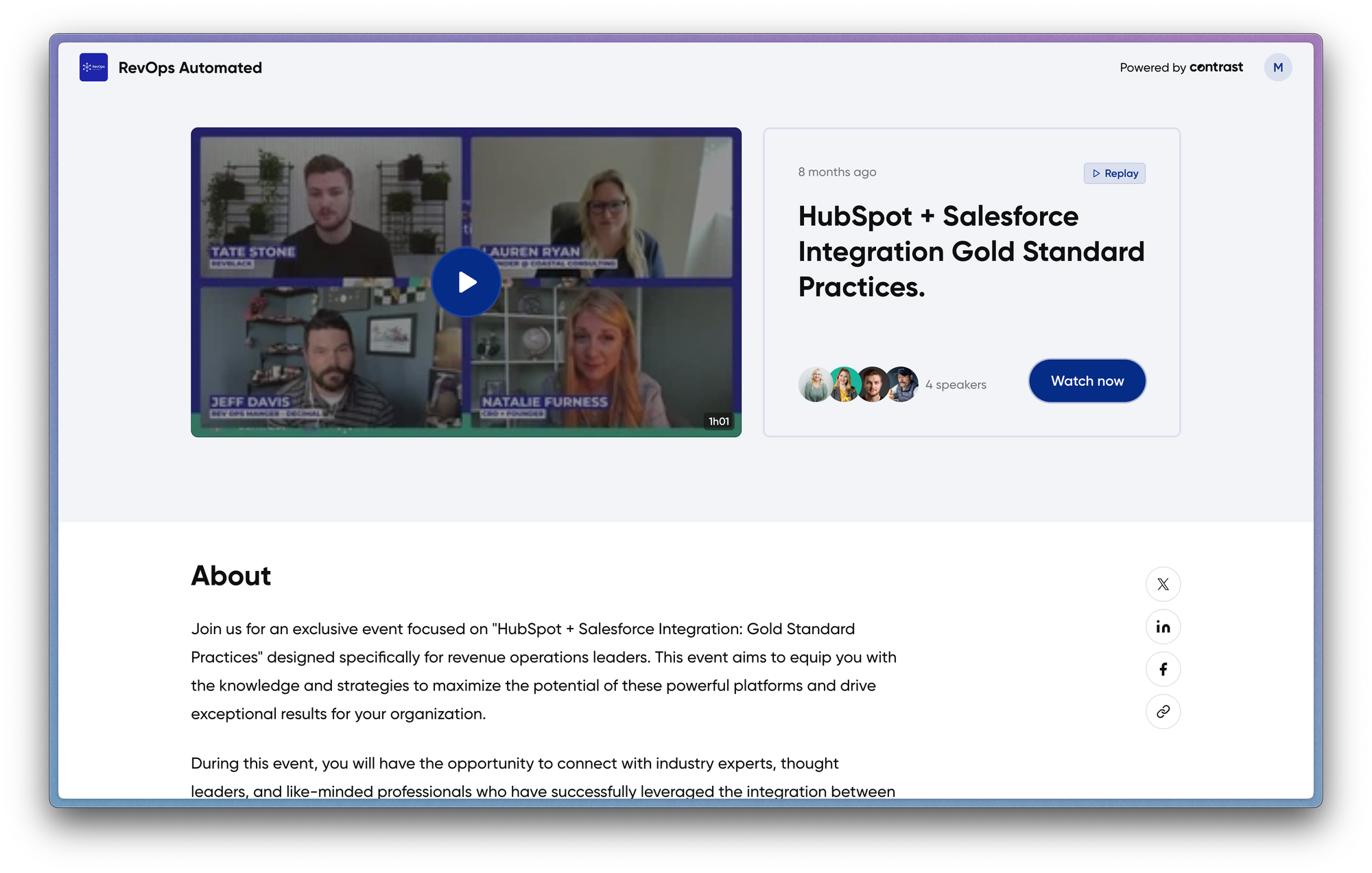 A webinar from Contrast users RevOps Automated