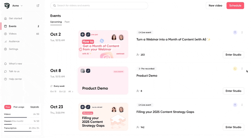 Gif of pre-recorded simulive (automated) webinars on Contrast