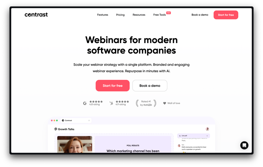 Screenshot of Contrast's homepage